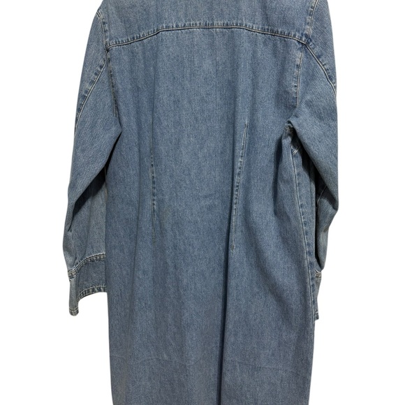 Faded Glory Denim Longline Button-Up Dress with Black Floral Design Size XL - Picture 7 of 11